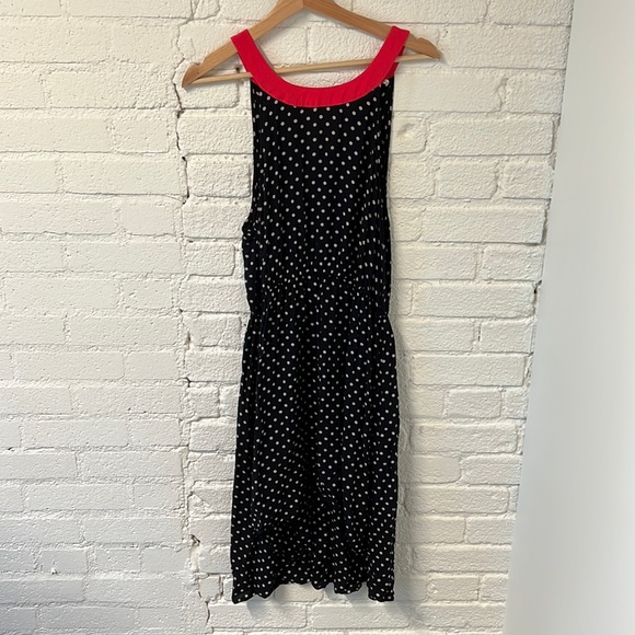 Lilka Anthropologie Black Lark Polka Dot Hi Lo Dress Size L - Picture 3 of 14